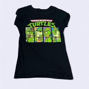 Mighty Fine Black Nickelodeon Turtles Logo Tee